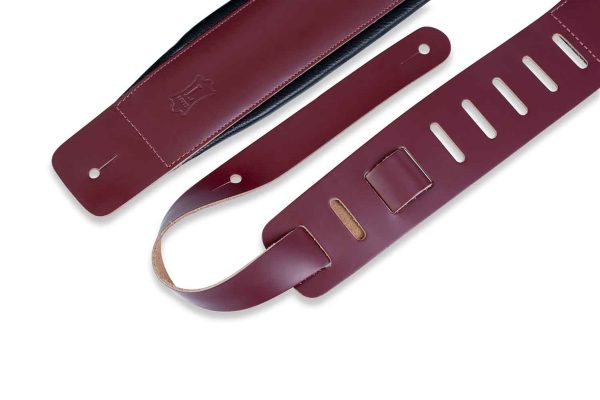 Levy s Leathers DM1PD-BRG 3″ Leather Guitar Strap - Burgundy Supply