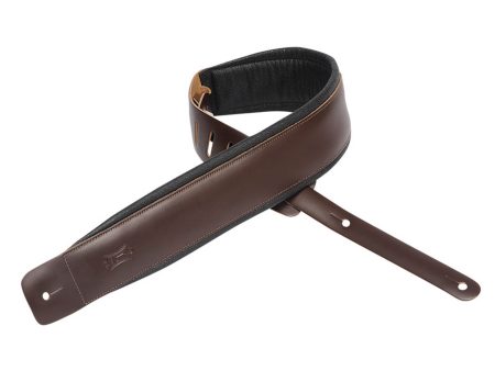 Levy s Leathers DM1PD-DBR 3″ Leather Guitar Strap - Brown Hot on Sale