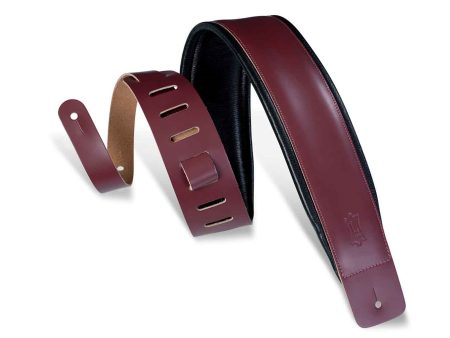 Levy s Leathers DM1PD-BRG 3″ Leather Guitar Strap - Burgundy Supply