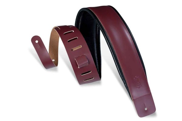 Levy s Leathers DM1PD-BRG 3″ Leather Guitar Strap - Burgundy Supply