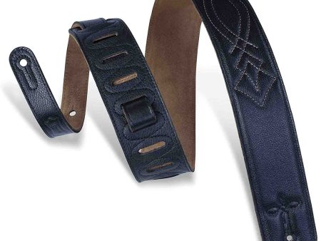 Levy s Leathers DM1SG-BLK 2.5-inch Leather Strap with Embroidery - Black For Sale