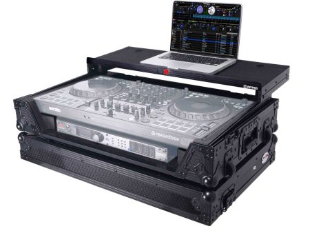 ProX XS-DDJREV5 WLTBL LED, ATA Flight Style Road Case for Pioneer DDJ-REV5 DJ Controller with Laptop Shelf 1U Rack Space Wheels and LED Black Finish Hot on Sale