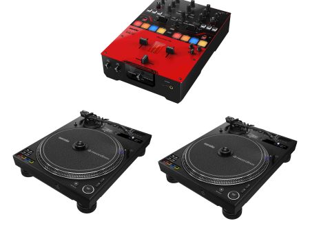 Pioneer DJ PLX-CRSS12 Hybrid Turntable Package with 2-Channel DJ Mixer S5 for Serato DJ Pro Fashion