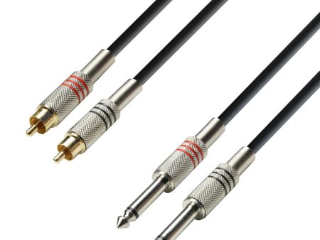 Adam Hall K3TPC0300, 3 Star Series 2 Jack TS x 2 RCA Audio Cables - 3 m Online Sale