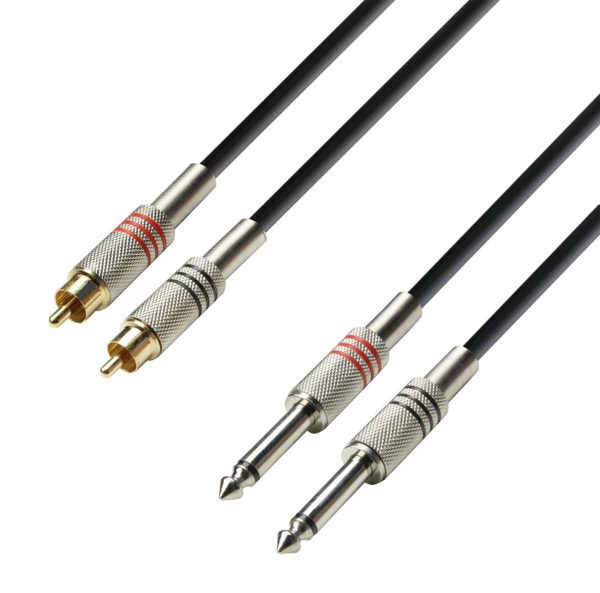 Adam Hall K3TPC0300, 3 Star Series 2 Jack TS x 2 RCA Audio Cables - 3 m Online Sale