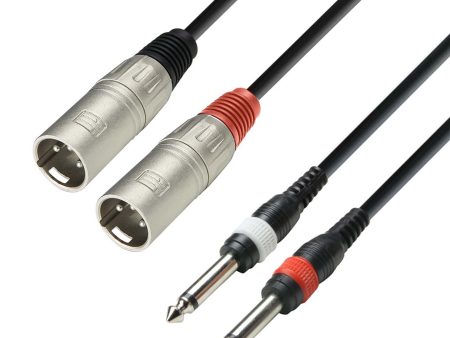 Adam Hall K3TMP0300, 3 Star Series 2 XLR Male x 2 Jack TS Audio Cable - 3 m Supply