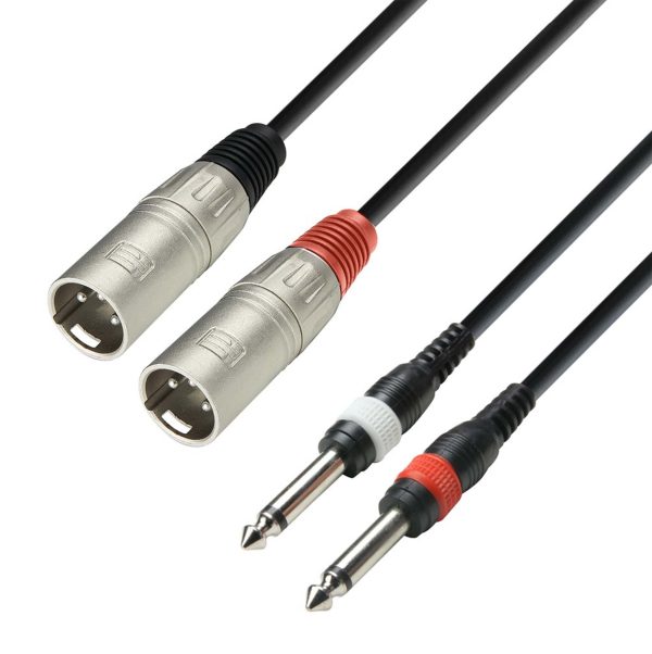 Adam Hall K3TMP0300, 3 Star Series 2 XLR Male x 2 Jack TS Audio Cable - 3 m Supply