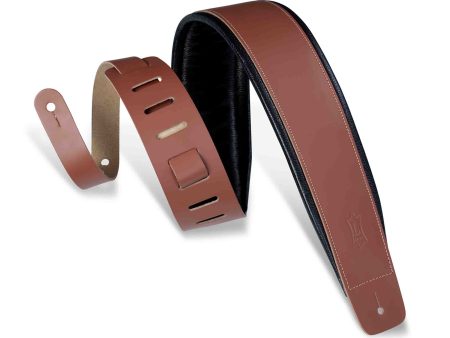 Levy s Leathers DM1PD-WAL 3″ Leather Guitar Strap - Brown Online Sale