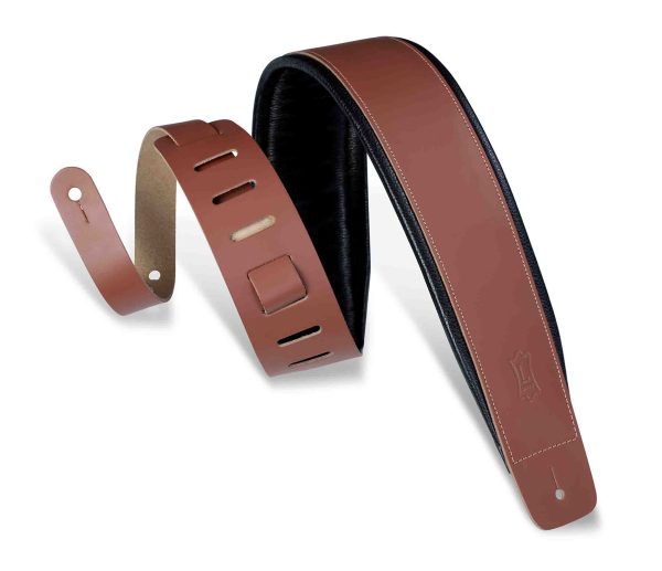 Levy s Leathers DM1PD-WAL 3″ Leather Guitar Strap - Brown Online Sale