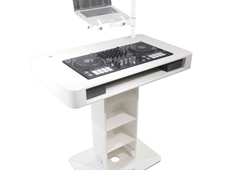 ProX XZF-DJCTWCASE Control Tower DJ Stand with Laptop Stand, and Travel Cases - White Finish Online