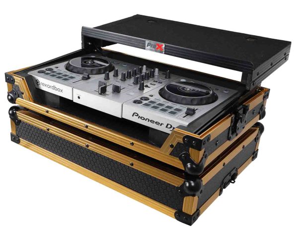 B-Stock: ProX X-DDJSB3 LT GLD LED, ATA Flight Case for Pioneer DDJ-FLX4, DDJ-SB3 and DDJ-400 Digital Controller with Sliding Laptop Shelf - Gold Black Finish For Cheap