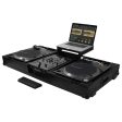 Odyssey FZGSLBM10WRBL Black Low Profile 10″ Format DJ Mixer and Two Battle Position Turntables Flight Coffin Case with Wheels and Glide Platform on Sale