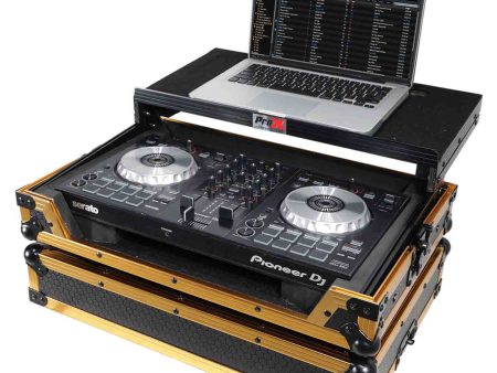 B-Stock: ProX X-DDJSB3 LT GLD LED, ATA Flight Case for Pioneer DDJ-FLX4, DDJ-SB3 and DDJ-400 Digital Controller with Sliding Laptop Shelf - Gold Black Finish For Cheap