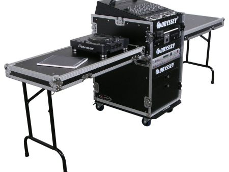 Odyssey FZ1316WDLXII Deluxe 13U Top Slanted 16U Bottom Vertical Pro Combo Rack with Two Side Tables and Casters Online now