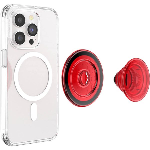 POPSOCKETS PopGrip Danger Red Translucent MagSafe Aftageligt Greb m. Standerfunktion For Sale