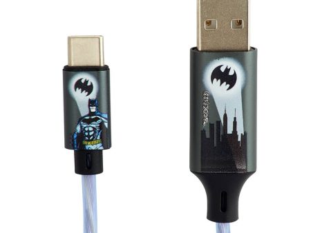 Batman Light Up USB-A til USB-C Kabel 1.2 m. - Sort   Blå Fashion