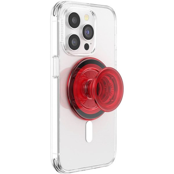 POPSOCKETS PopGrip Danger Red Translucent MagSafe Aftageligt Greb m. Standerfunktion For Sale